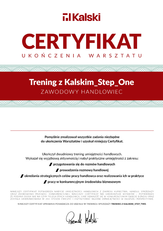 trening-z-kalskim-certyfikat-step-one